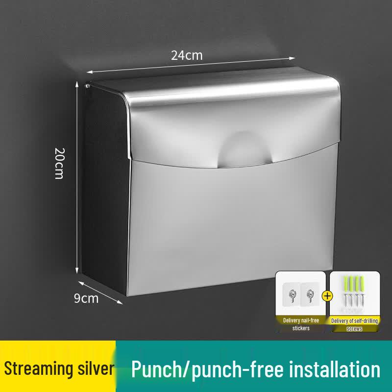 Jikemi Punch-Free Stainless Steel Waterproof Toilet Paper Holder