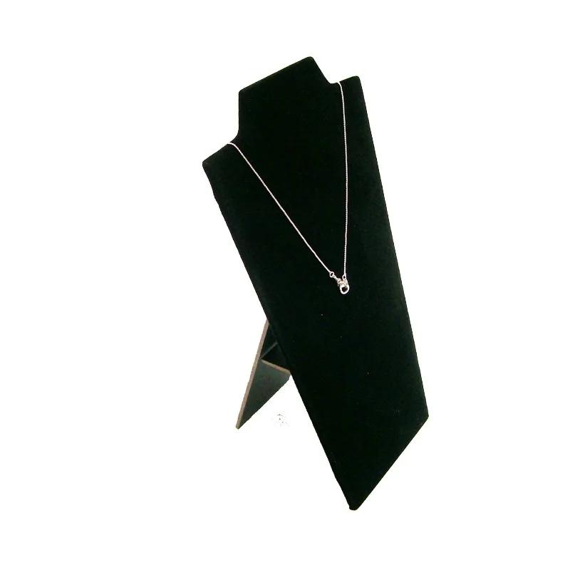 White Black Leather Black Velvet Interior Wooden Necklace Storage Display Stand Jewelry Window Necklace Pendant Display Stand
