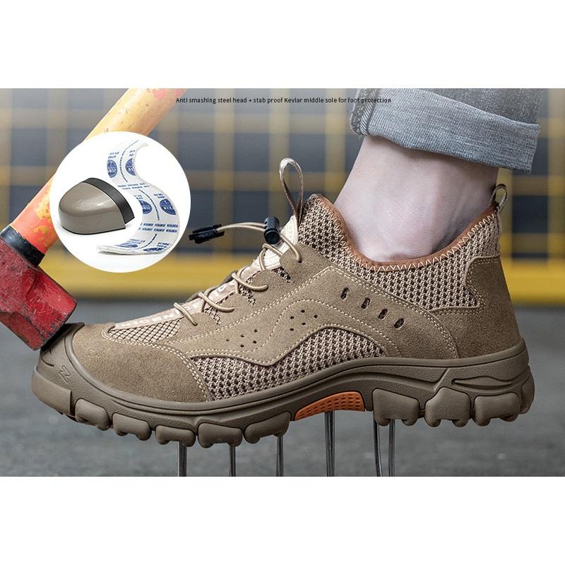 Letní pracovní obuv Pánská ocelová špička Proti nárazu, Proti propíchnutí, Protiskluzová, Prodyšná a deodorantní bezpečnostní obuv
