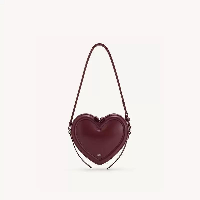 Women s Fashion Commuter Single Shoulder Crossbody Bag, Niche Design Love Bag, Heart Shaped Crossbody Bag багровый