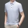 Business Collar Men's Polo Shirt Men's Casual Ice Silk Short Sleeved Quick Drying Striped Short Sleeved T-shirt