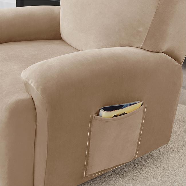 Cover For Relax Armchair With Extendable Footrest (4 Parts), Velvet, Beige, Cappuccino