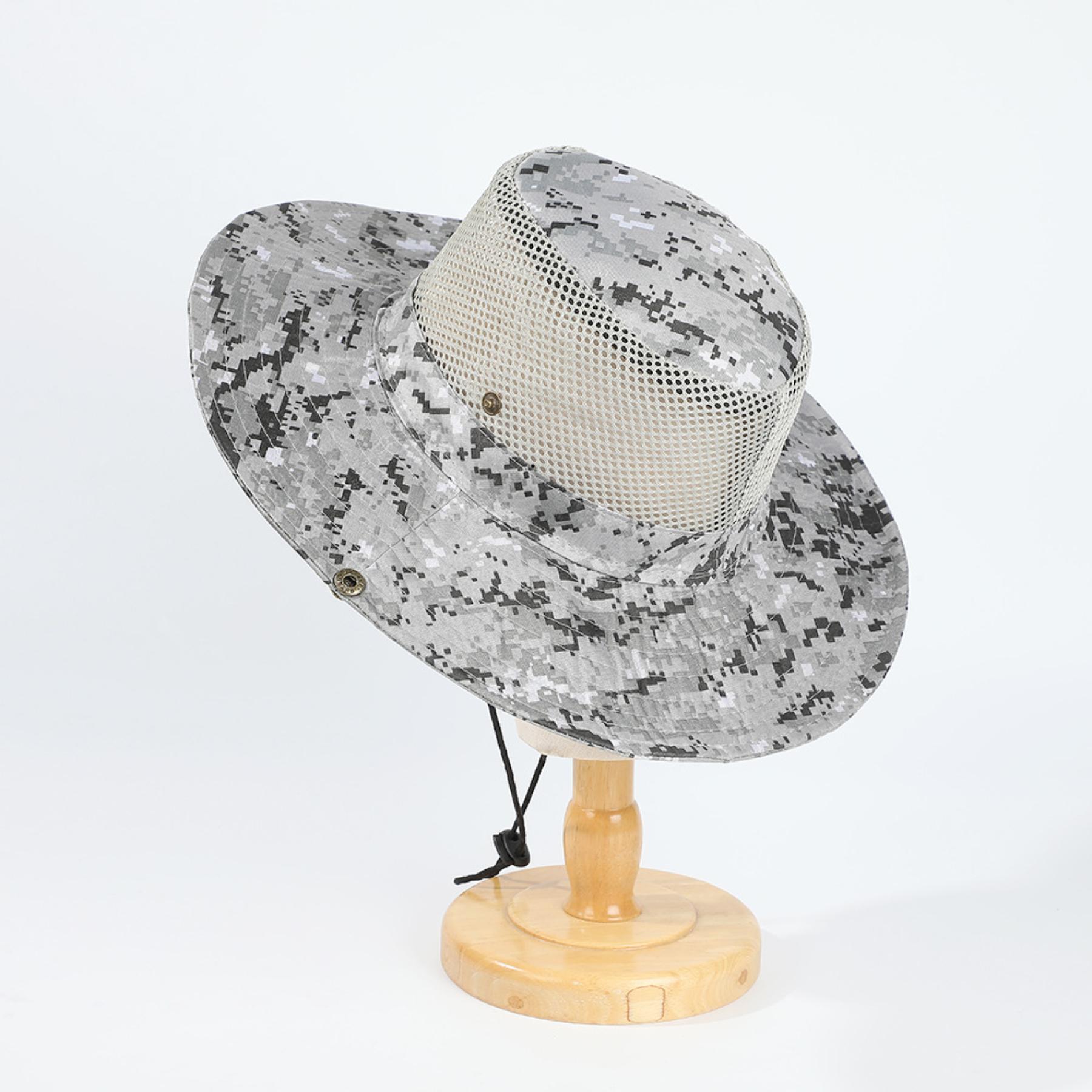 

Breathable Mesh Sun Protection Outdoor Bucket Hat for Men Camouflage Pattern Lightweight Fishing Cap with Wide Brim for Sunshade One Size