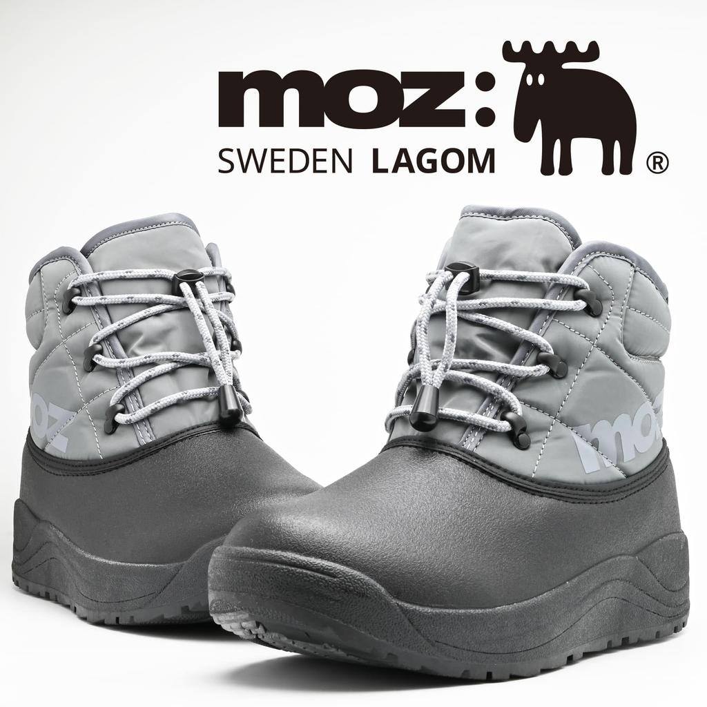 Mozu Bean Short Snow 5684 Boots, Men's Boots, Waterproof, Non-Slip, Water-Repellent, Fleece-Lined, Gray, (5684,GRY,LLL)