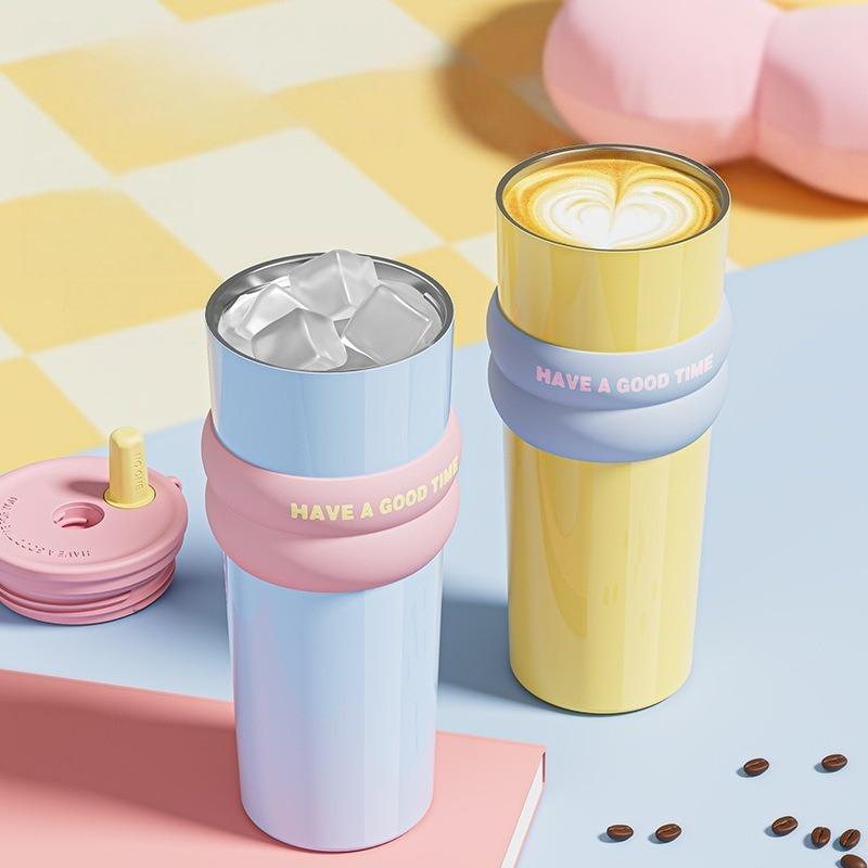 710ML Large-capacity Thermos Cup  316 Stainless Steel Accompanying Coffee Cup Children's Car Straw Water Cup