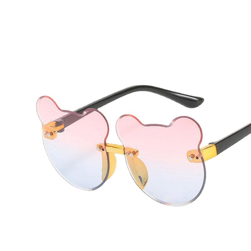 2023 New Summer Girl Boys Cute Kids Rimless Sunglasses Animal Cartoon Bear Children Baby Outdoor Sun Glasses UV400 Oculos De Sol
