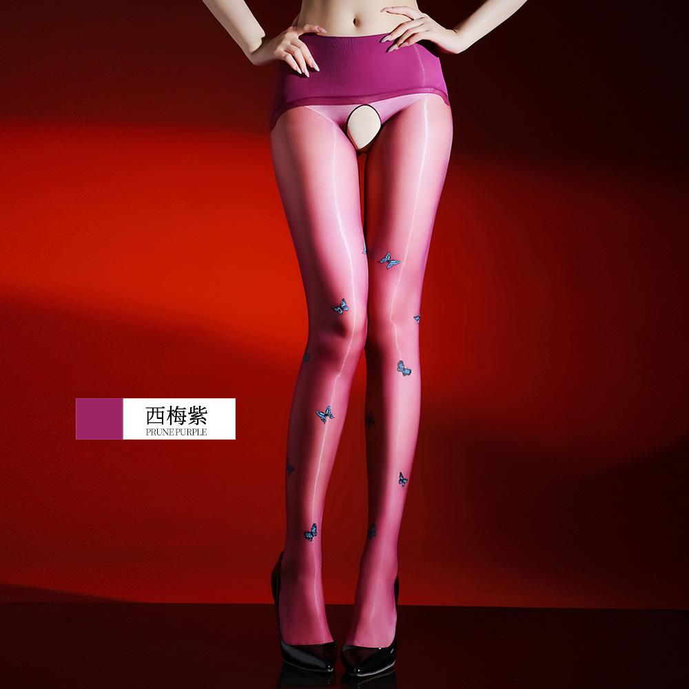 1D Butterfly Print Aurora Stockings, Giant Peak Jelly 360 Seamless Sexy Black Stockings With Open Crotch, Same Style As Popular