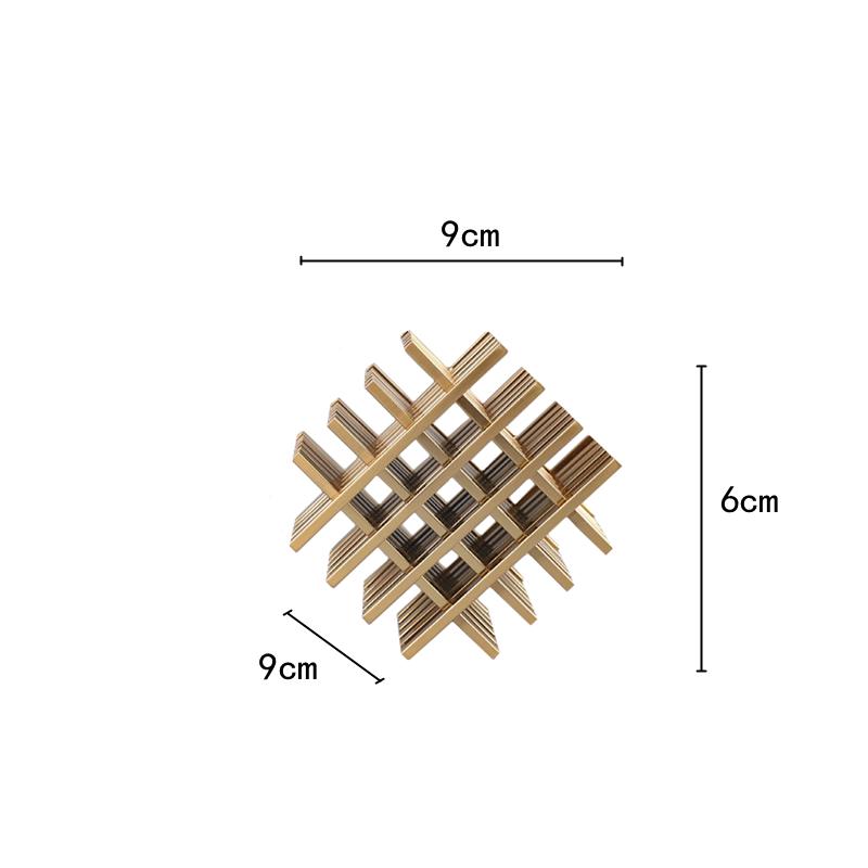 Metal Handicraft Geometric Block Hollow Metal Sculpture Abstract Square Decorative Figurines Home Decoration Accessories