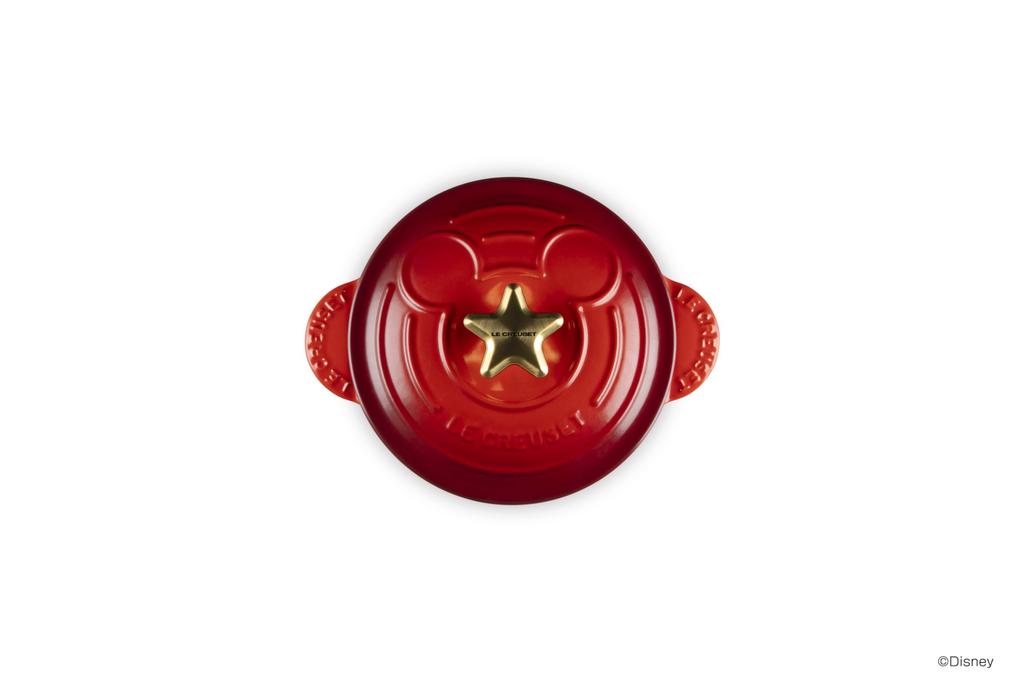 LE CREUSET Mickey Every Enamel Cast Iron Cherry Red Oven and Dishwasher Safe Japanese Mouse/Cocotte 18" Pot, (Start Knob), [Official Product]
