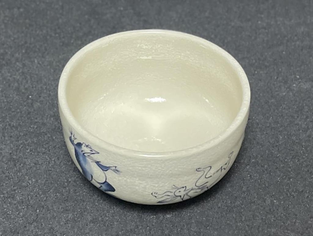 Matcha Choju Jinbutsu Giga Mino Ware Made In Japan Ale-net Bowl, White, Design, Small, Ceramic,