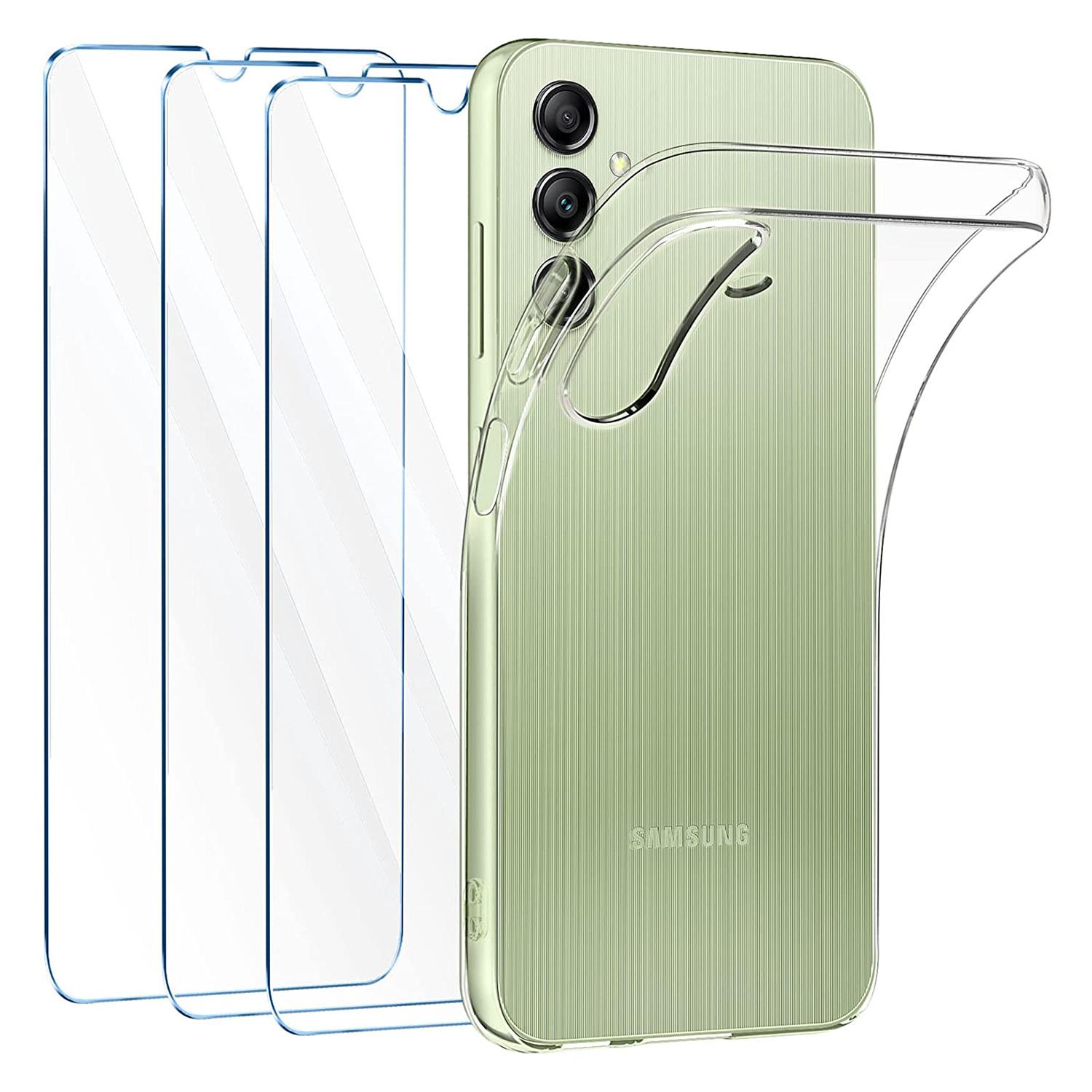 

Прозрачный ТПУ чехол для Samsung Galaxy A14 5G/A14 4G Мягкая накладка для телефона+3 шт. 2.5D закаленное стекло с дугообразным краем для экрана A