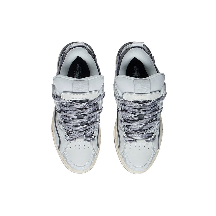 Li Ning Golden Fabric Synthetic Leather Sports Slip Resistant Shock Absorbing Wear Resistant Low Top Skate Shoes Women Sneakers Frost-White AECS074-1