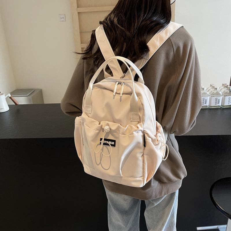 Nylon Backpack Lightweight Commuter Backpack Solid Color Tote