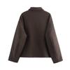 European & American Women's Retro Solid Color Lapel Short Jacket - Brown.