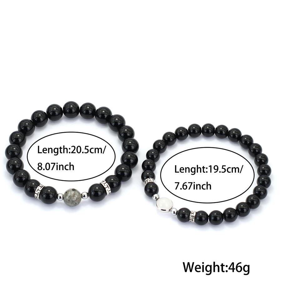 Romantisches 2-teiliges/Paar Partnerarmband 8mm 10mm Perlen Strang Armband Valentinstag Geschenk Obsidian Blau Sandstein Passendes Armband