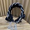 Luxusní čelenka s diamantovou intarzií, pletená, módní vlasové doplňky, dámská široká čelenka do vlasů, gumička do vlasů, obruč
