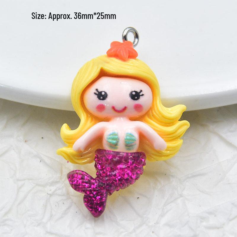 Mermaid Glitter Resin Keychain Cartoon Figure Pendant
