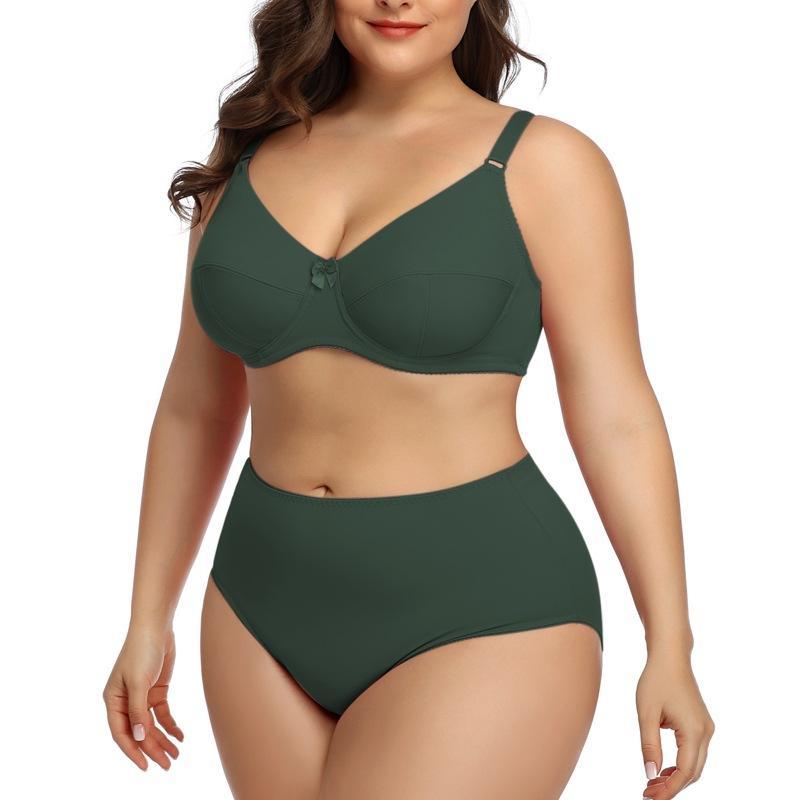 European and American Plus Size Bra Set Ultra-thin Sexy Underwear Comfortable Breathable Large Cup Smooth Bra