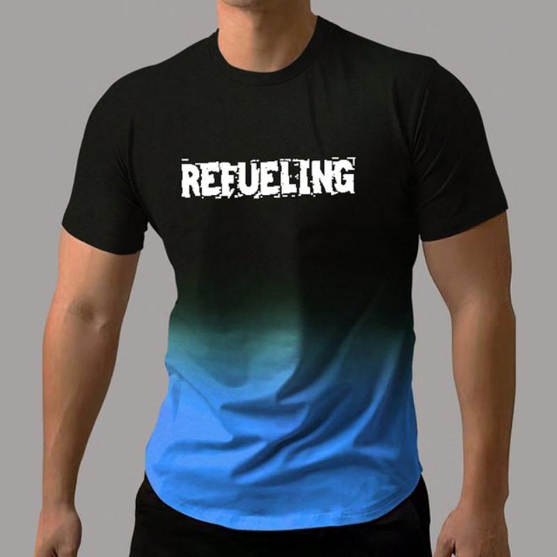 Men's T-Shirt Gradient Style "Whatever" Pattern Print Men's Comfy Chic T-shirt Short Sleeve Quick Drying Oversized Clothing Tops