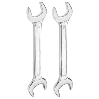 Uxcell Set Double 24mm X 27mm 15 Degree Offset Small Flat Head Galvanization Spanner for Automotive Repair and Furniture Assembly 2-Piece Open-End