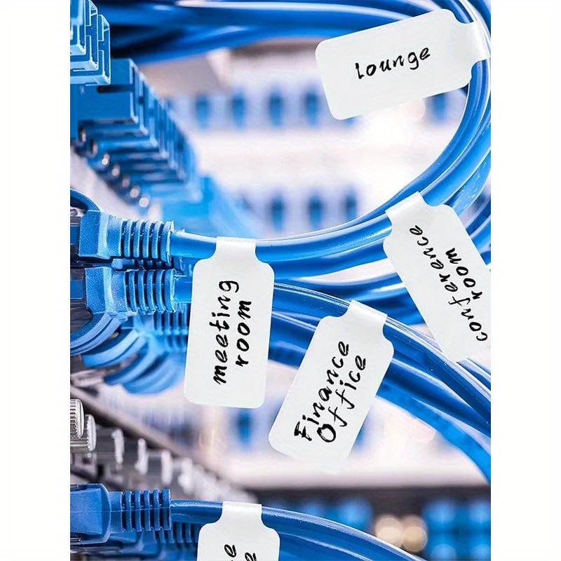 100/200pcs White Self-Adhesive Cable Labels,Writable Cord Tags for Office School Organization, Easy Cable Management,Cable Label