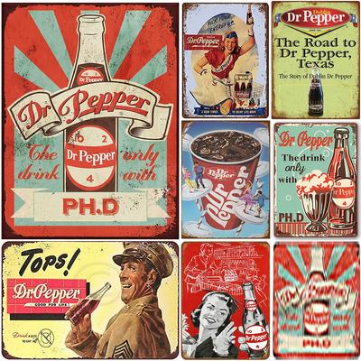 Dr. Letreros Metálicos de Pepper Cola Pósters de Arte de Pared Placa Pintura de Hierro Vintage Decoración para Cueva de Hombre Cafetería del Hogar Garaje Club Bares
