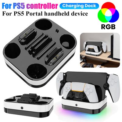 For PS5 Controller Charger Stand Fast Charging Dock Station Dual Charging Dock for PS5 Controller & PS Portal Games Accessories