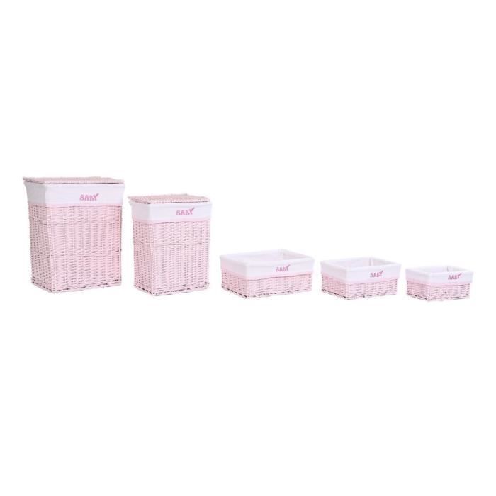 Paniers - Noname - Lot de paniers rose - 44 x 34 x 56 cm - Enfant - Osier et polyester