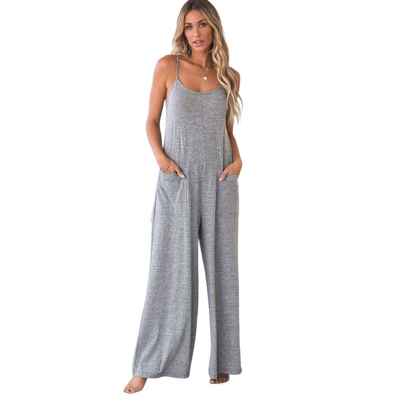 

Fashion Pure Color Casual Versatile Sleeveless Suspender Jumpsuit LC6411832-Grey Size L fit (65.00 kg-72.50 kg