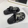 Fashion Baotou  Sandals  Women Wear Thick Soled Rivet Fashion Sandals Diamond-shaped Mohler Shoes Slippers Women Shoes  Women  Shoes