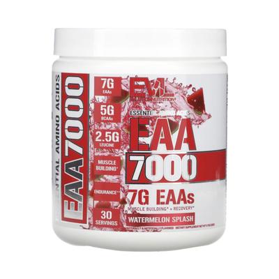 EVL EAA 7000 Watermelon Splash 282g BCAA Leucine Amino Acid Powder 30 Servings, 282g, 1 Unit