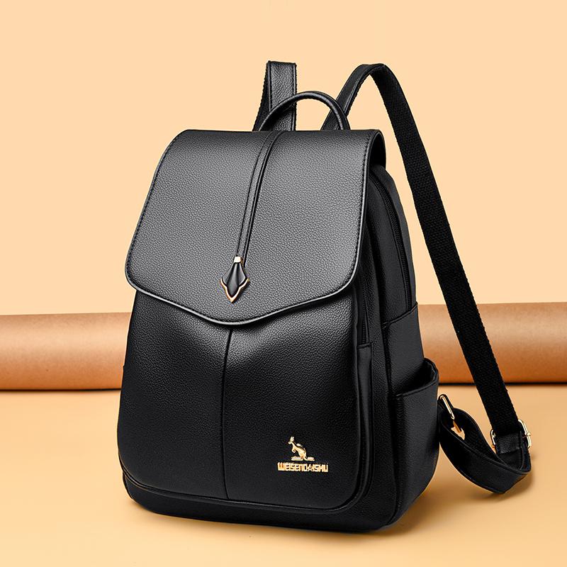 Luxury Women Leather Backpack for Designer Backpacks Vintage Solid Color School Bags Ladies Shoulder Bag Fashi Travel Bags Sac