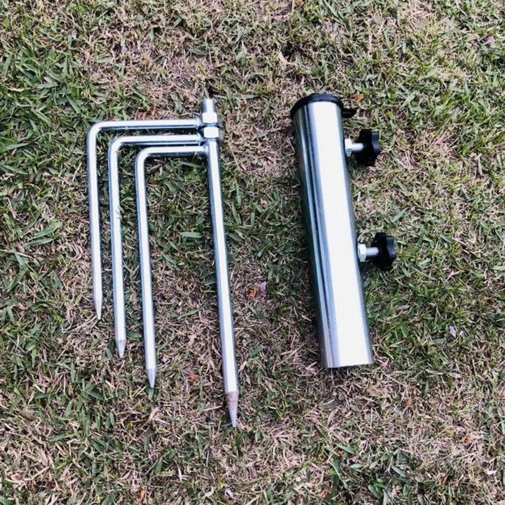 Portable Camping Umbrella Base 4 Nails Metal Ground Base Beach Parasol Rod Stand  Tent Accessories