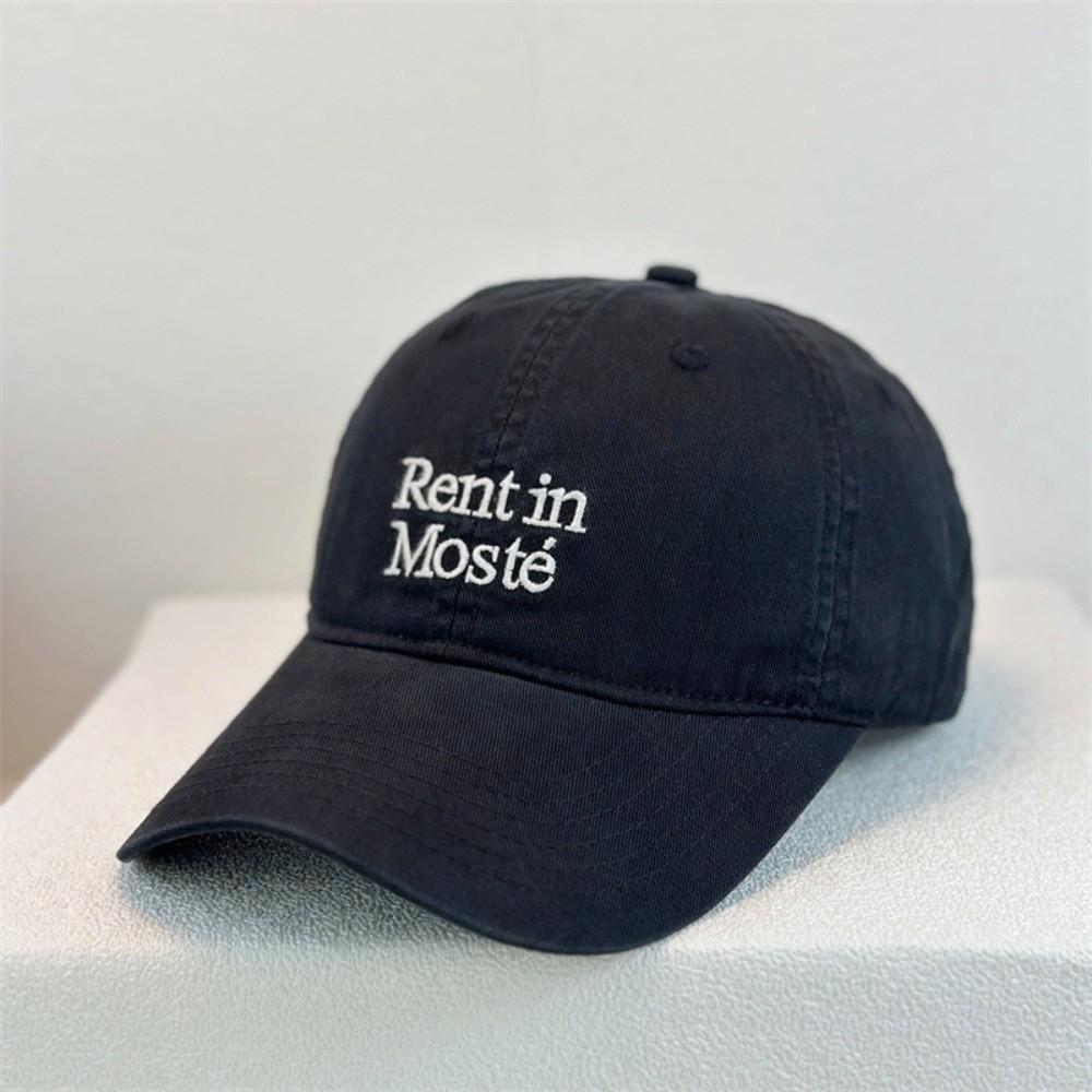 Soft Top Construction Embroidered Baseball Cap Retro Lettered Duckbill Cap  Summer Beach Vacation чёрный