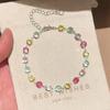 Sparkling Colorful Zircon Crystal Bracelet for Women Polished Metal Chain Lightweight Wrist Jewelry for Casual Party Wear
