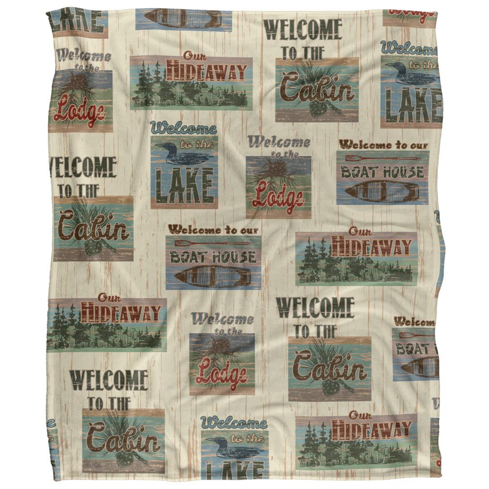 JQ Licensing Jl-Jp Welcome To The Cabin Lake Signs Silky Supersoft Blanket