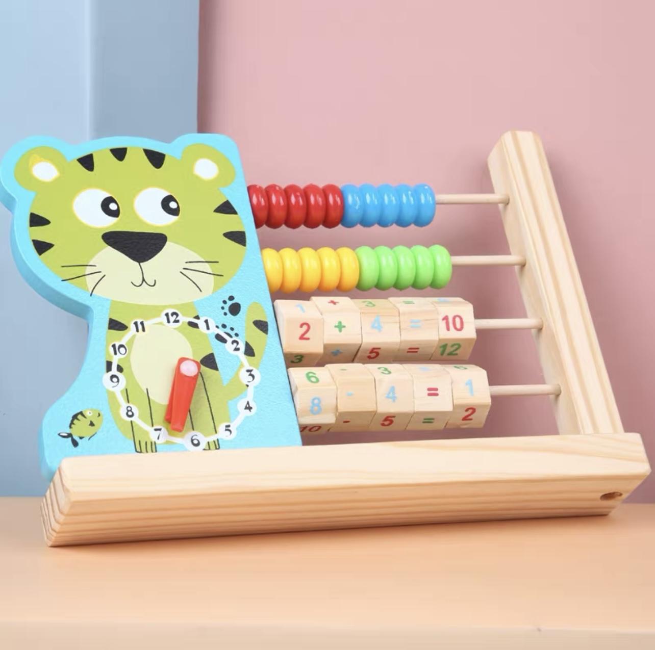 

Рамка для расчета часов и четыре цветных бусины для счетов, многофункциональный игровой набор для детей, развивающих сложение и вычитание