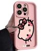 Hello Kitty head phone case for Apple iPhone 16 Pro, iPhone 15, 17 Pro, cute cartoon style, women's soft case.