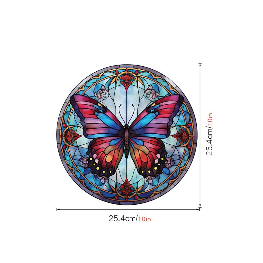 New Antique Color Dyed Hummingbird Iris Japonica Window Glass Electrostatic Sticker Detachable Decorative Film Home Decorations