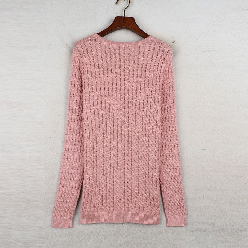 Isolated Fall and Winter New Arrival Export European and American Women's Clothing Round Neck Cable-Knit Pullover Long Sleeves Knitwear Base Sweater