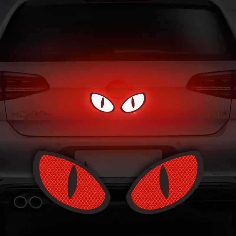 2 piezas Ojos de Gato Diablo Advertencia Cinta Reflectante de Seguridad para Coche Auto Camión Motocicleta Remolque Tira de Advertencia de Seguridad