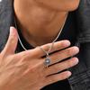 Turquoise Natural Stone Geometric Pendant Necklace for Men Male, Stainless Steel Moon Star Charm Waterproof Fashion Jewelry Gift