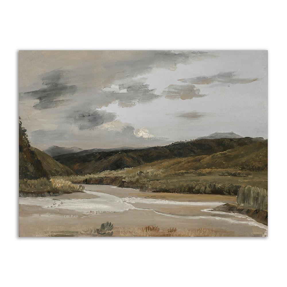 Vintage Neutral Gallery Wall Art European Mountain Lake Landscape Poster And Print Nordic Canvas Painting Living Room Home Decor