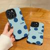 Custodia Verticale in Pelle con Fantasia di Pois Blu Carini, Custodia Morbida in Silicone Antiurto con Protezione Completa per Obiettivo Fotocamera per IPhone Samsung