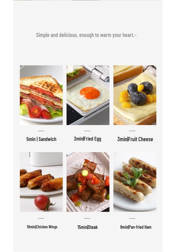 AFC Multifunctional Breakfast Maker: Automatic Double-Plate Sandwich Toaster & Electric Griddle