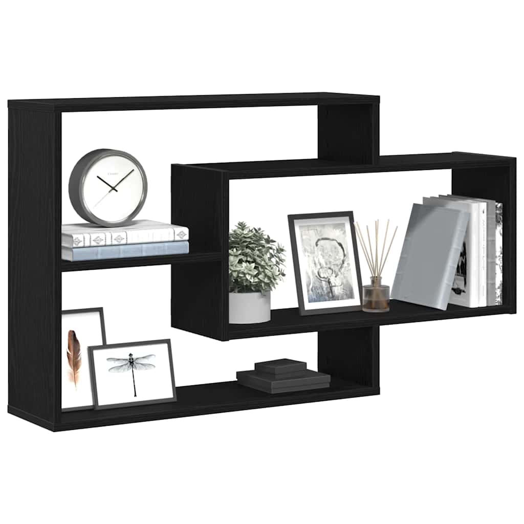 Wall Shelf Oak Black 104 x 20 x 58.5 cm Engineered Wood