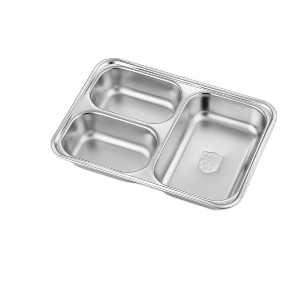 Divided Stainless Steel Dinner Plate Thickened Breakfast Plate Lunch Container Tray Canteen