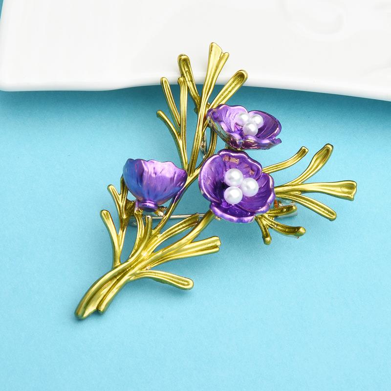 Броши Цветок Фиолетовой Орхидеи Жемчуг Эмаль Цветок Свадебные Мероприятия Вечеринка Мероприятие Офисные Броши Булавки Для Женщин Подарки На РаздачуЦветочные Украшения