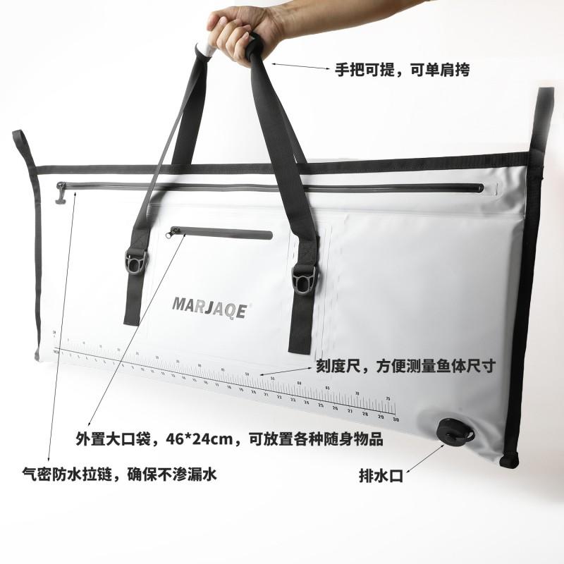 Waterproof Fishing Cooler Bag With Airtight Zipper Fresh Catch Storage Handheld Sea Gear Tote 108x42cm White Mesh