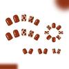 Shine Artificial Tips 24Pcs Kit Maple Leaf Design Short Rectangular Press On Nail Tips Glittering Face Not Need Adhesive